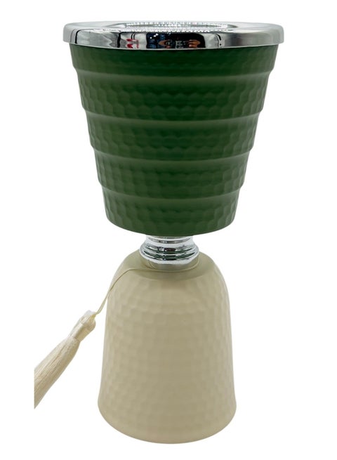 Akdc Metal Incense Burner 11Cm*21.5Cm, Ivory/Green